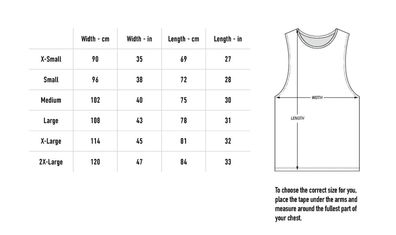 Size chart for Teminite Logo Tank Top - Black
