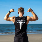 Teminite Logo Tank Top – Black, back view with large Teminite logo print