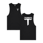 Teminite Logo Tank Top – Black, front and back flat lay